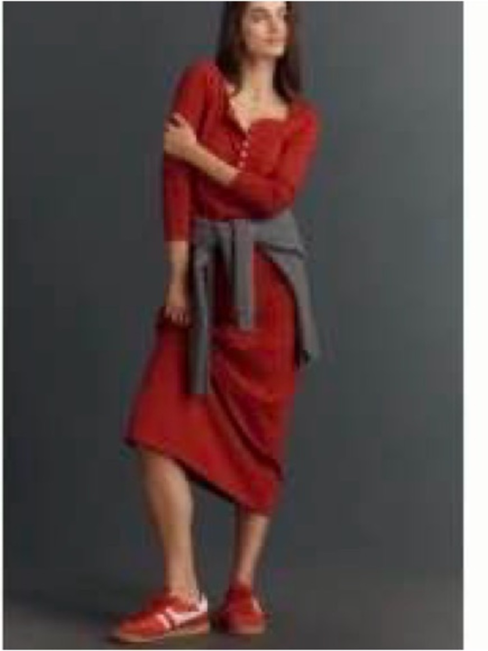 L*Space Women Red Henley Maxi Dress Long Sleeve Button Front Size S NWT - Picture 2 of 10